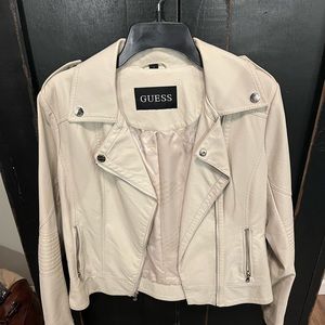 Cream colored leather jacket